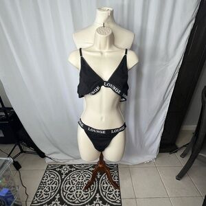 🖤 Lounge Black Triangle Lingerie Set (Bra + Thong) 🖤